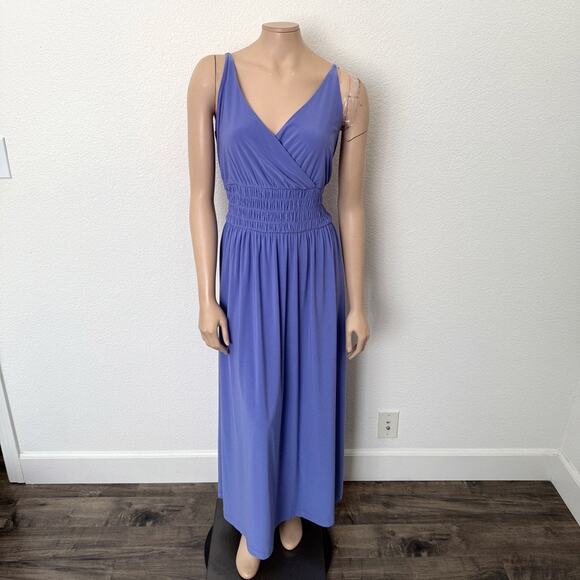 [White House Black Market] Purple Periwinkle V-Neck Maxi Dress NWT Size Large L - Picture 1 of 10